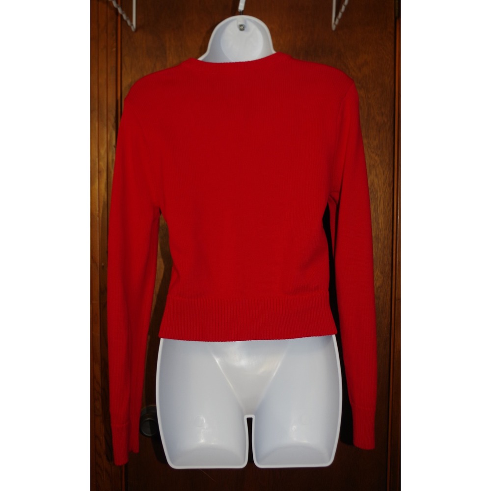 Polo Jeans Co Ralph Lauren Red Cotton Knit Sweater American Flag Patch Women's L - Picture 4 of 5